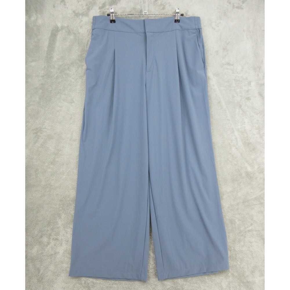 Athleta Pants Womens Size 16 Pinnacle High Waist Pleated Wide Leg Pockets Blue